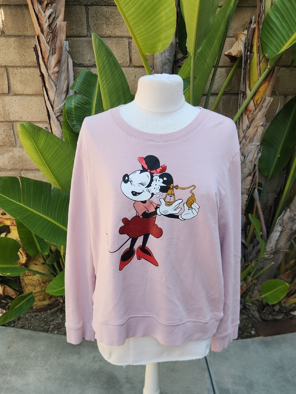 Kate Spade x Disney Minnie Mouse Pink Crewneck Sweatshirt Pullover XL
